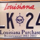 Louisiana Purchase Bicentennial license Plate the Bayou LSU 1803 New Orleans Map