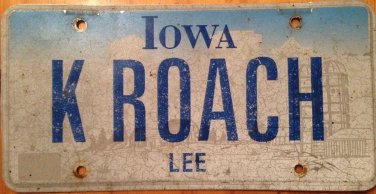 IA vanity CocKROACH license plate Dirty Pest Filth Animal Insect Clean Blattaria