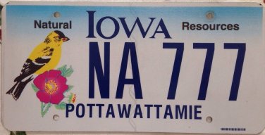 Iowa Bird Triple Digit 7 License Plate #NA 777 Repeating Number Perfection God