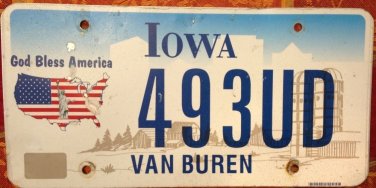 God Bless America license plate United terrorism USA map US flag 9.11 Van Buren