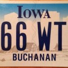 Iowa Buchanan County blue Letter License Plate James US President USA #866 WTS