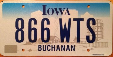 Iowa Buchanan County blue Letter License Plate James US President USA #866 WTS
