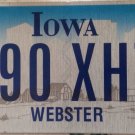 New Iowa Webster county Blue Letter License Plate Graphic USA 090 XHI Sticker