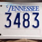 Tennessee Low Number 3483 license Plate Four Digit TN