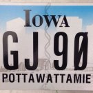 Iowa Pottawatamie tribe Native American license Plate #AGJ 900 slashed 0 Zero