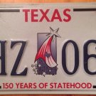 Texas Sesquicentennial 150 Years Of Statehood  license plate #WHZ 06W