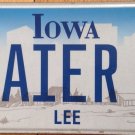 Iowa vanity BAIER 3 license plate Bayer Philosopher Figure Skater