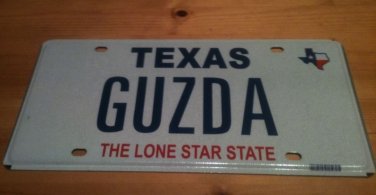 Texas vanity GUZDA license plate TX Tag Name