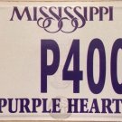 MS Purple Heart license plate #P 400 F Combat Wounded PH Medal War Military Navy