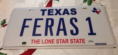Texas vanity FERAS 1 license plate  Ferras Ferra Arabic Ferris Feris Soccer