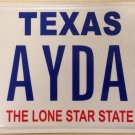 TEXAS vanity JAYDAH Jada license plate Jayda Jaida