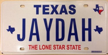 TEXAS vanity JAYDAH Jada license plate Jayda Jaida
