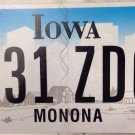 Iowa Monona license plate #431 ZDQ Indian Tribe Native American Graphic USA