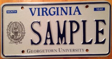 Virginia Georgetown University license plate DC NCAA Both Into One Yohas Yoha