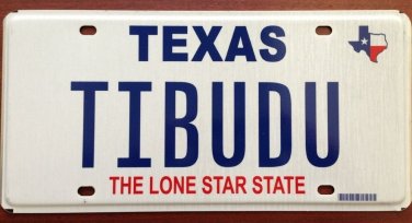 Texas vanity TIBUDU license plate THIBODEAUX Thibodeau Louisiana TX Budu