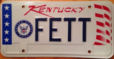 KY Navy vanity FETT license Plate Star Wars Movie Jango Boba Cassus Fitness Fit