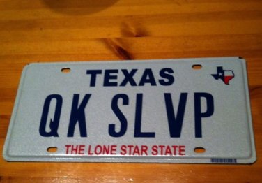 Texas vanity QK SLVP license plate TX Tag Kick Butt Ninja Quick