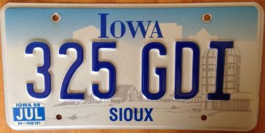 IA SIOUX county license plate Indian tribe Tribal Native American Lakota Nation