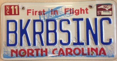 North Carolina vanity BANKER BAKER BE SINC License Plate