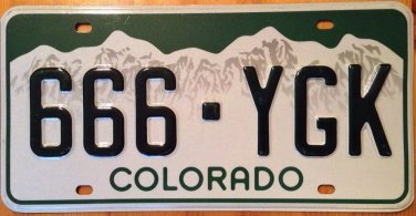 Colorado Triple Digit 6 license plate #YGK 666 Number Devil Evil Satan Lucifer