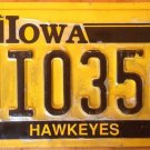 University Of Iowa License Plate UI Hawkeyes Herky Hawk Mascot NCAA City College