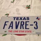 TX vanity FAVRE 3 license plate Brett Packers Vikings Jets NFL football Falcons