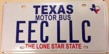 Texas Motor Bus vanity EEC LLC license plate Environmental European Water Waste