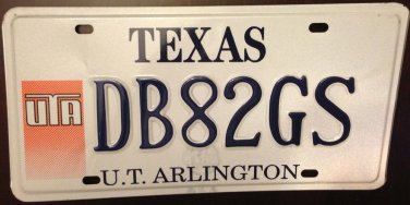 University Texas Arlington license plate UTA Dallas Mavericks college NCAA A&M