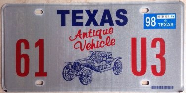 Texas antique vehicle license plate Car rat rod hot Classic Auto vintage 61 U3
