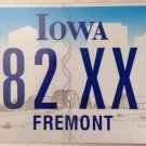 Rare new style Iowa Fremont county license plate 782 XXK graphic USA