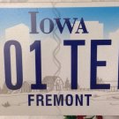 Rare new style Iowa Fremont county license plate 801 TER graphic USA