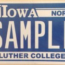 Iowa LUTHER College NORSE license plate Sample University Decorah NCAA Norsemen