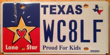 Texas optional Proud For Kids License Plate Love Star Children Heart
