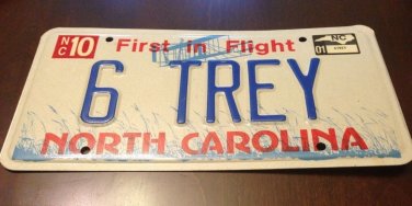 NC vanity 6 TREY 63 License Plate Dominoes Dice Basketball NFL Cards Game Three