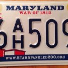 Maryland War Of 1812 license plate American Flag Star Spangled Banner Baltimore