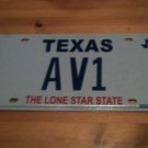 TX vanity AV 1 license plate Angela Anthony Arthur Adam Alan Albert Andrew Alex