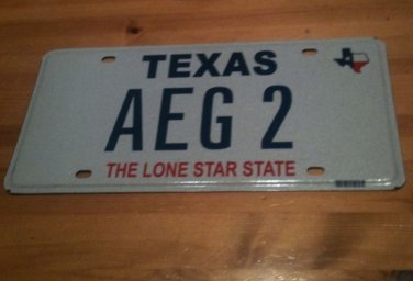 TEXAS vanity AEG 2 license Plate Andy Anthony Allen Anna Alfred Aaron Angela Amy