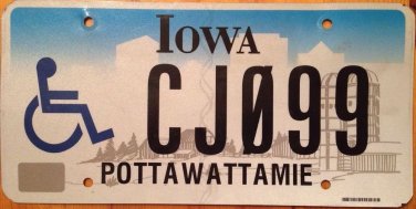 Iowa vanity CJ license plate Indian tribe 099 Chris James Carl Johnson Josh John