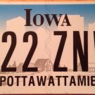 Iowa Triple Digit 2 License Plate Indian tribe #ZNW 222 repeating Number