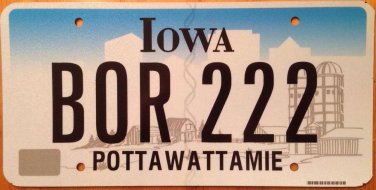 Rare Iowa Triple Digit Two 2 repeating license Plate #BOR 222 Number Boris