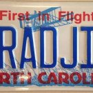 North Carolina vanity BRAD JIC License Plate Bradjic Bradly