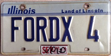 Illinois vanity FORD X4 license plate