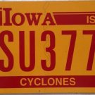 Iowa ISU Cyclones Triple Digit 7 License Plate 777 Seven repeating Number