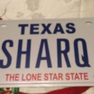 Texas vanity SHARQ Shark license plate Tag Fish Animal Danger Attack lawyer sea