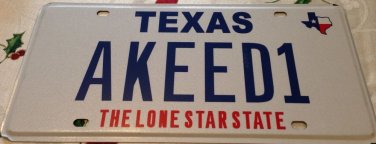 Texas vanity A KEED Kid 1 license plate TX tag Child Boy Girl Family Children
