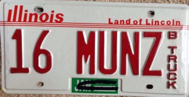 Illinois vanity 16 MUNZ license plate Munzee Munzner Munzu Munzly 2016