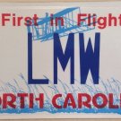 North Carolina vanity LMW License Plate