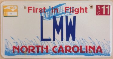 North Carolina vanity LMW License Plate