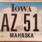 Iowa Mahaska county License Plate USA AAZ 515 Indian Chief Native American Tribe