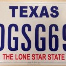 Texas vanity OG SG 69 license plate Oscar Sandra Sharon Sarah Steph Olga Oliver